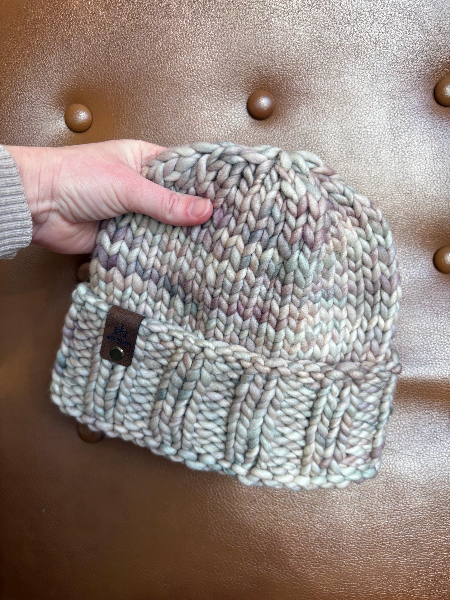 Merino Wool Knitted Hat - Ella in Whole Grain