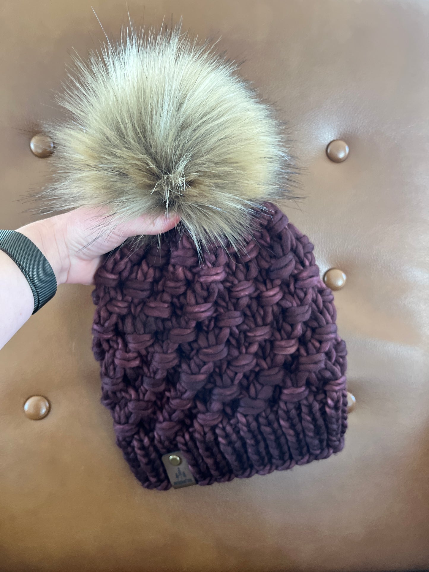Merino Wool Knitted Hat - Tula in Chocolate Brown