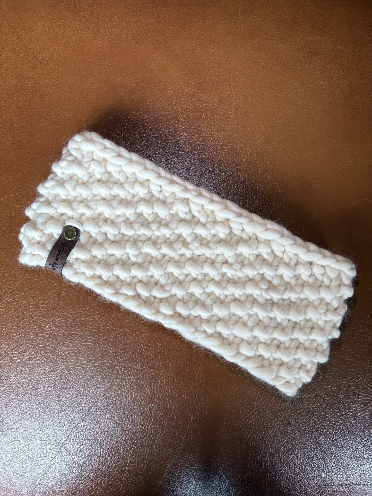 Merino Wool Knitted Granite Headband - White