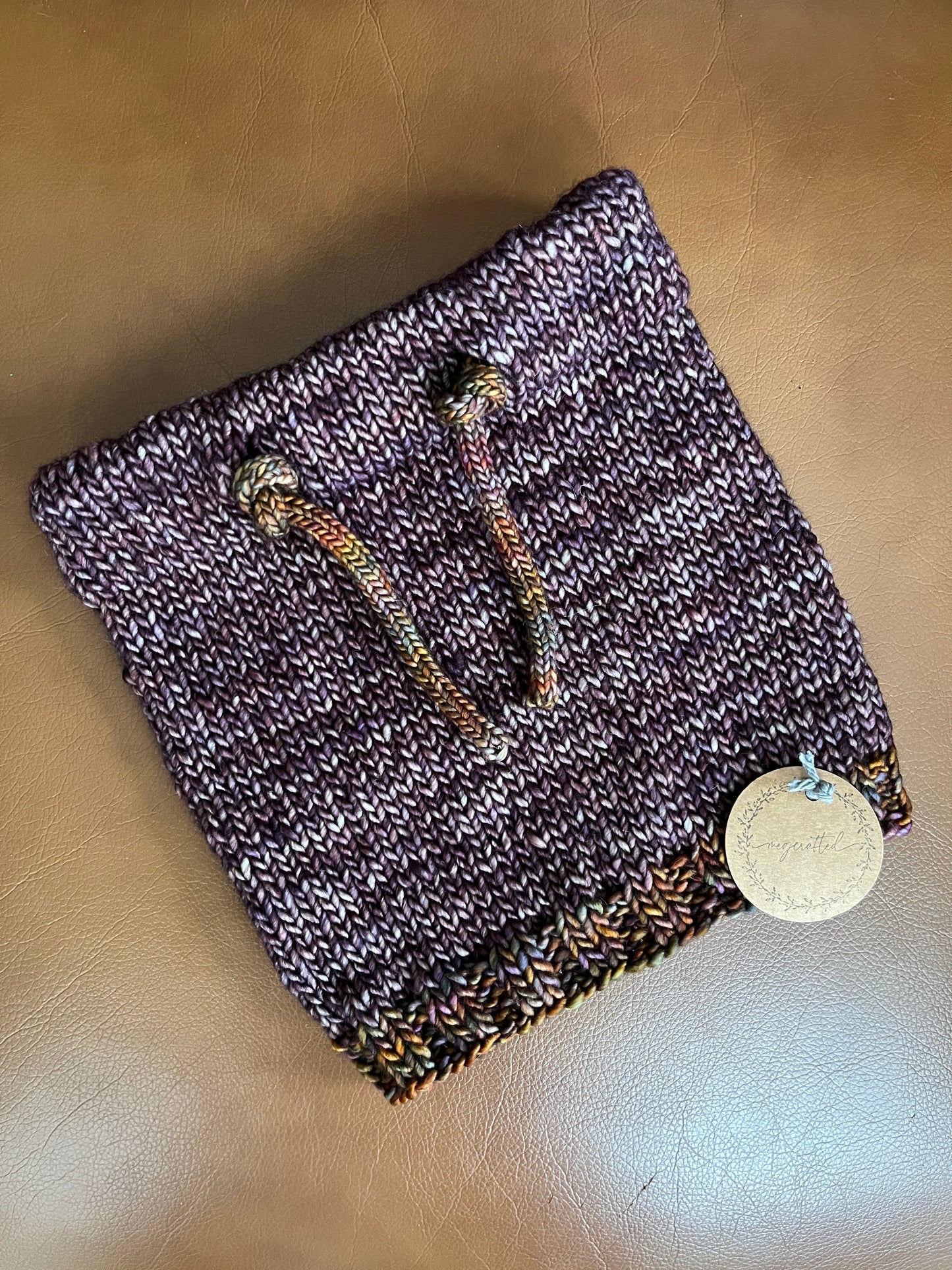 Merino Wool Drawstring Cowl - Brown / Piedras Tie