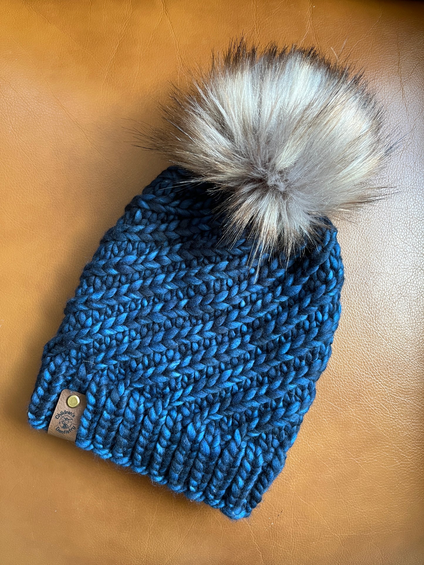 Merino Wool Knitted Hat - Alpine Swirl in Navy