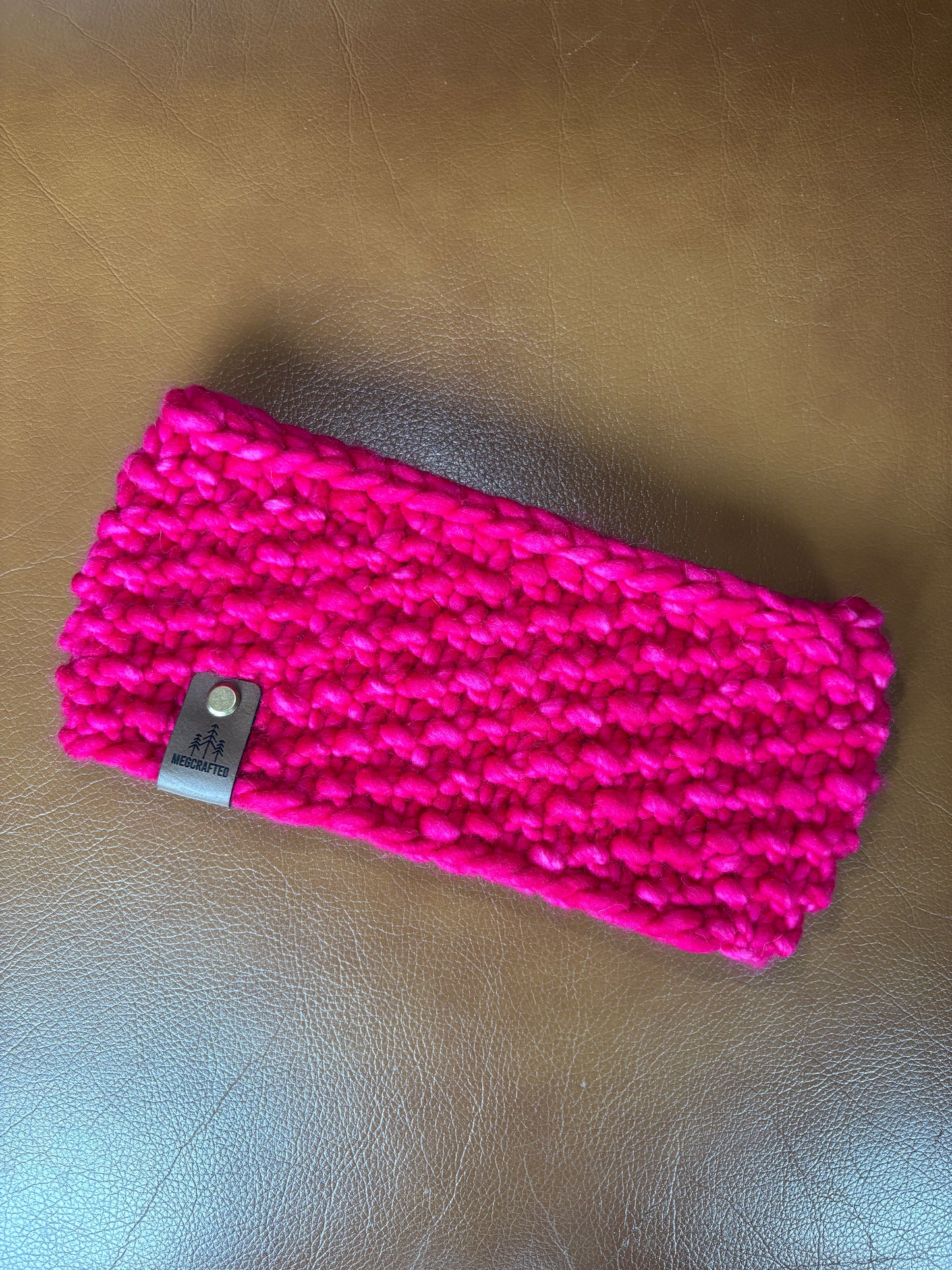 Merino Wool Knitted Granite Headband - Hot Pink