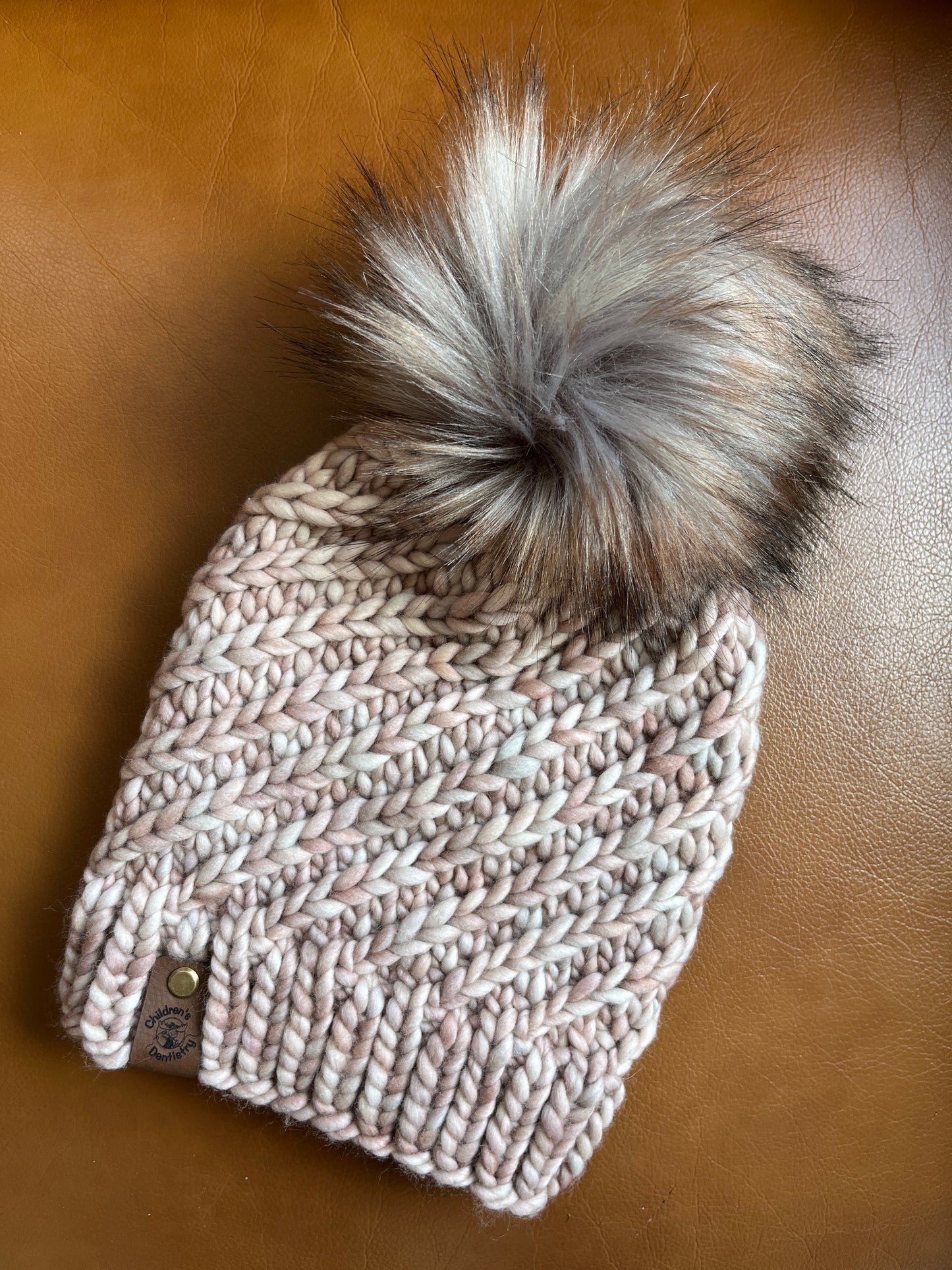 Merino Wool Knitted Hat - Alpine Swirl in Whole Grain