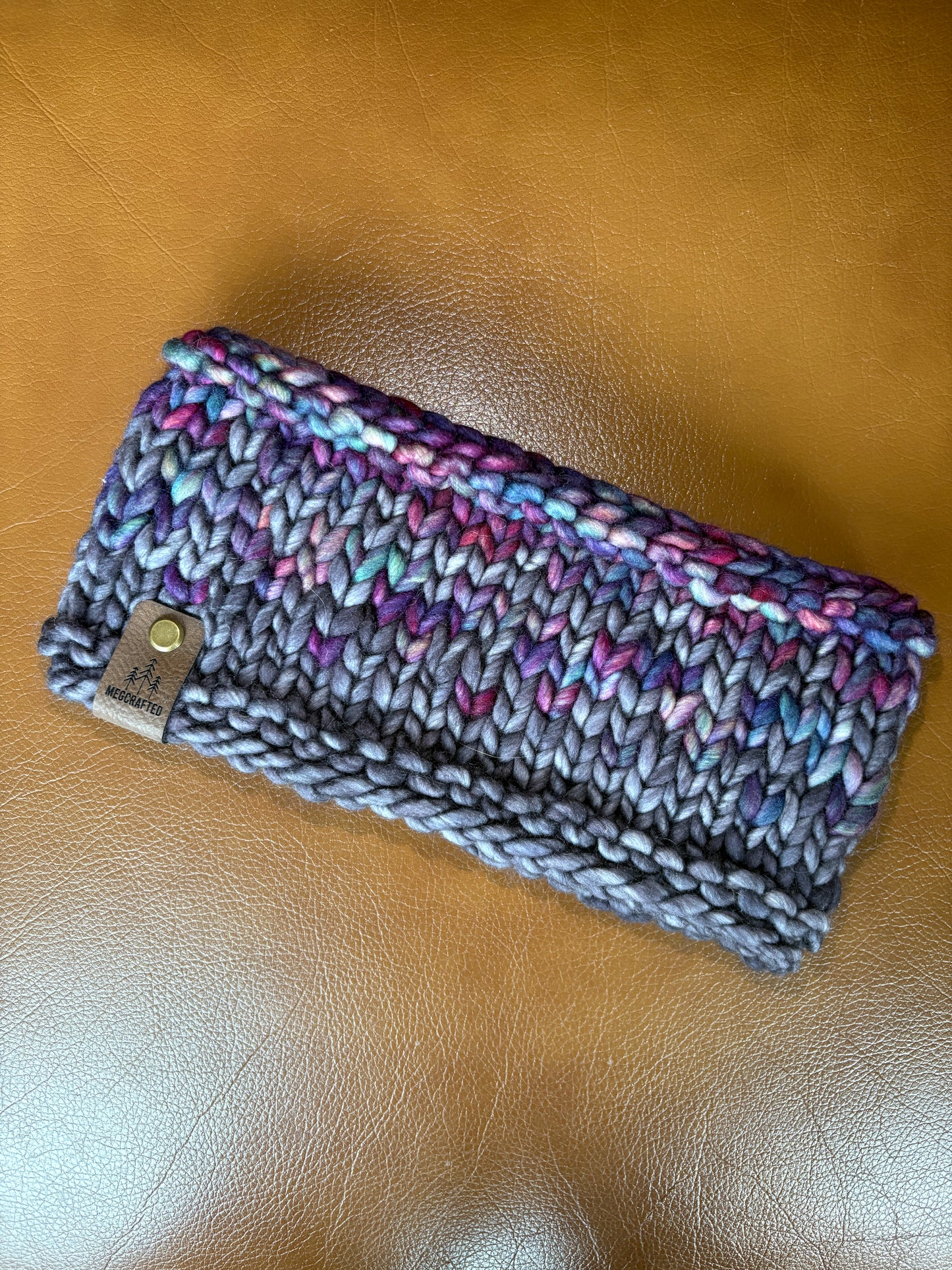 Merino Wool Knitted Headband - Primaveral in Dark Grey/Boreal