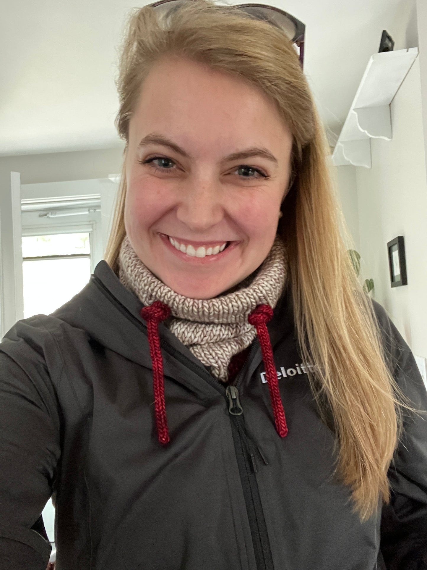 Merino Wool Drawstring Cowl - Whole Grain/Red