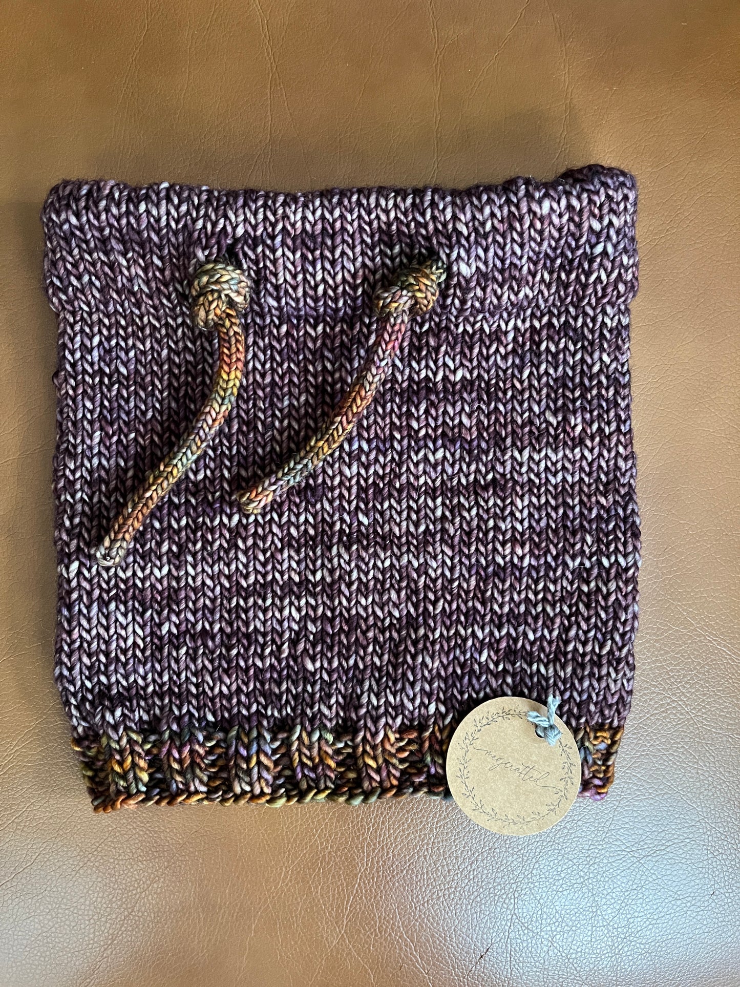 Merino Wool Drawstring Cowl - Brown / Piedras Tie