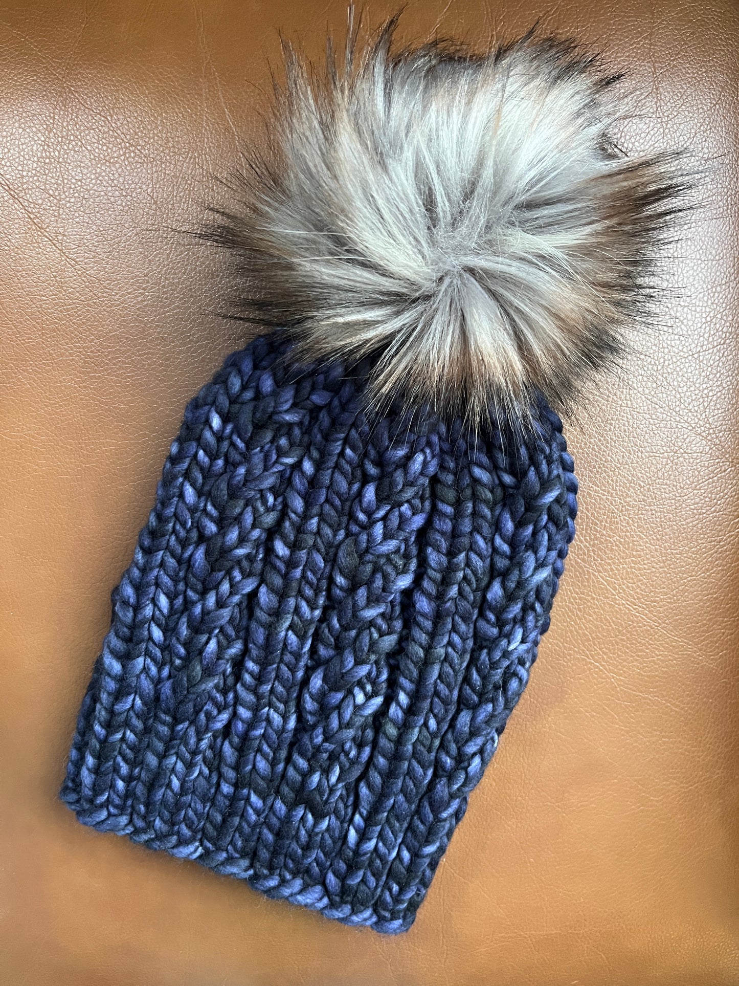 Merino Wool Knitted Hat - Spindrift in Deep Navy