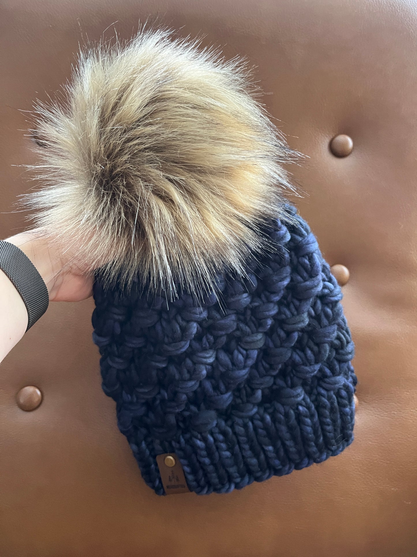 Merino Wool Knitted Hat - Tula in Deep Navy