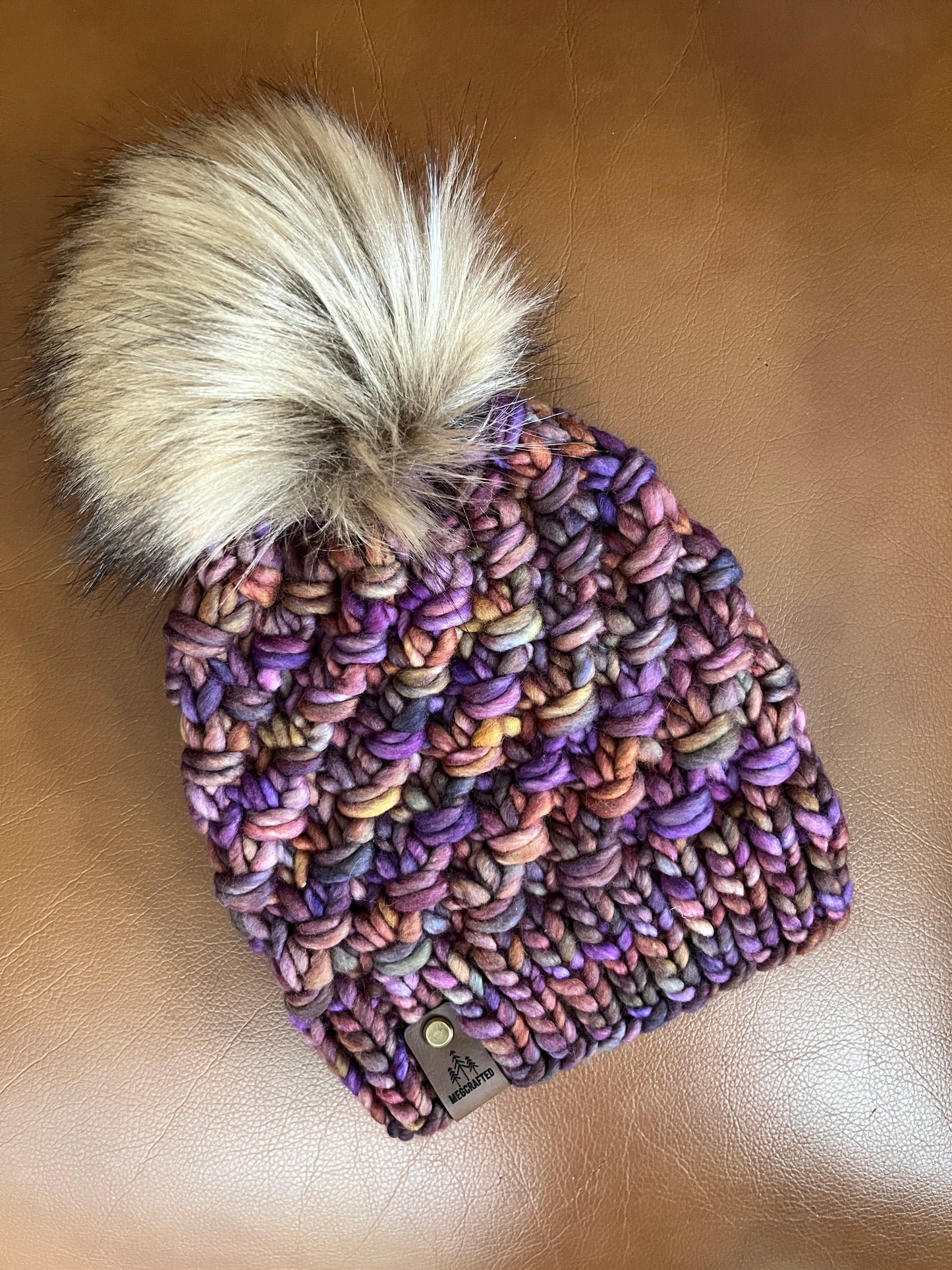 Merino Wool Knitted Hat - Tula in Purple Multi