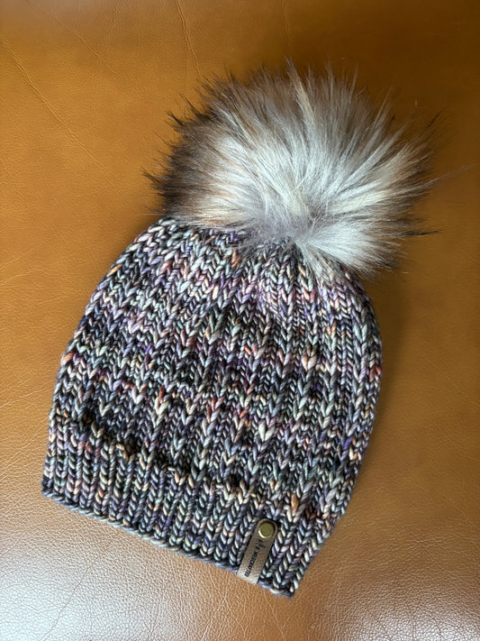 Merino Wool Knitted Hat - Aspen in Grey Multi