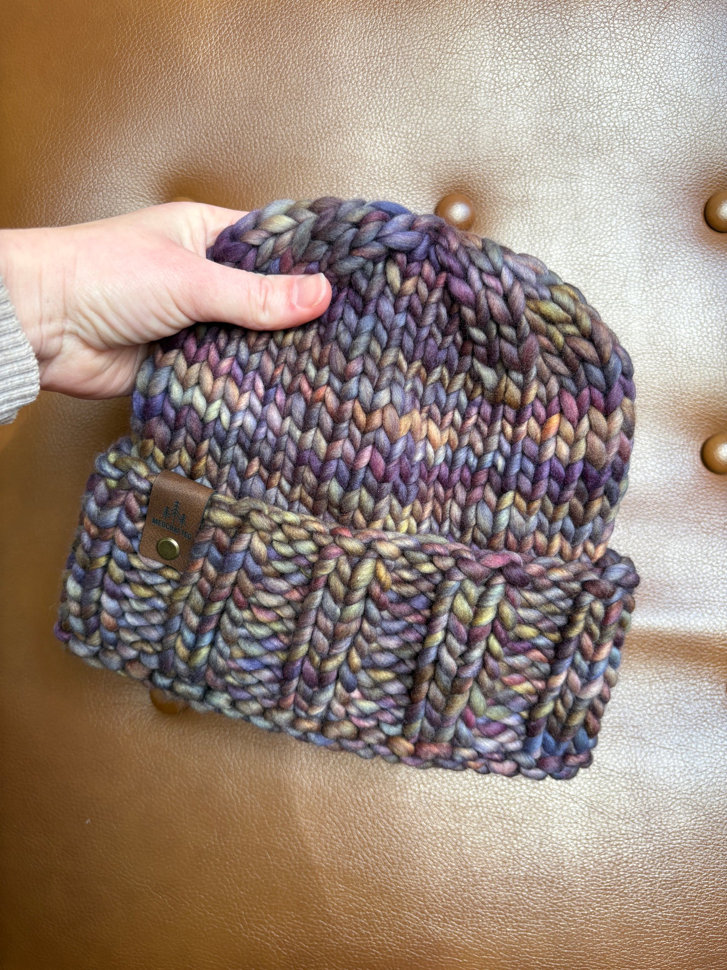 Merino Wool Knitted Hat - Ella in Dusky Purple