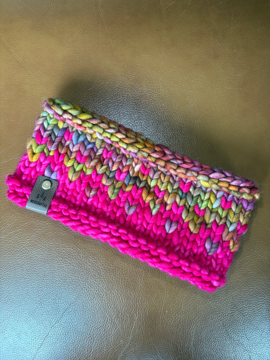 Merino Wool Knitted Headband - Primaveral in Hot Pink/Fall