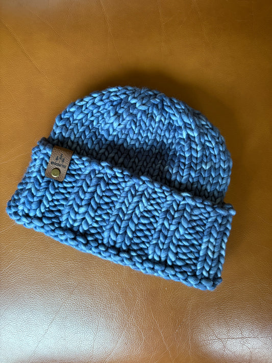 Merino Wool Knitted Hat - Ella in Denim