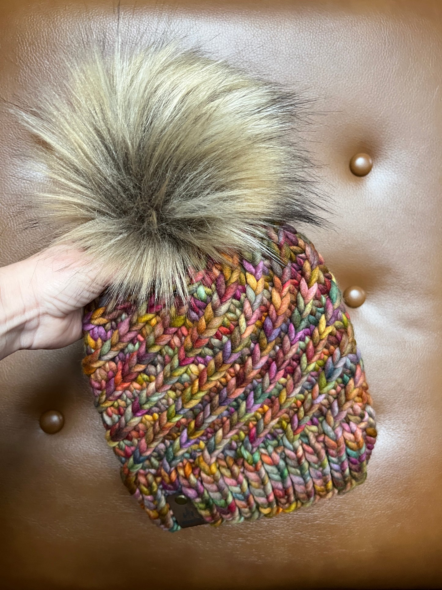 Merino Wool Knitted Hat - Alpine Swirl in Fall Multi