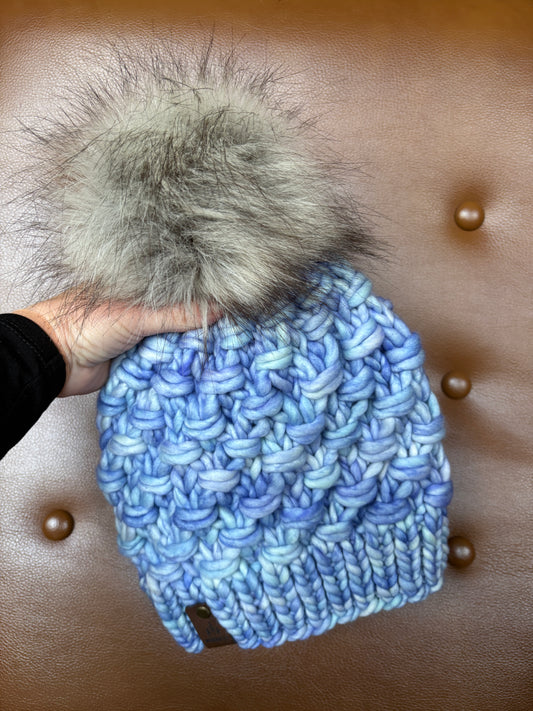Merino Wool Knitted Hat - Tula in Aquamarine
