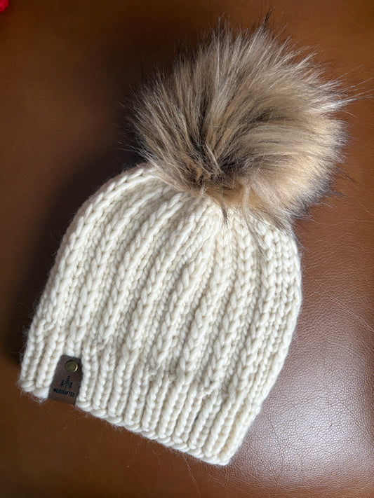 Peruvian Wool Knitted Hat - Aspen in White
