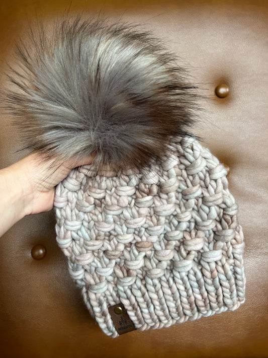 Merino Wool Knitted Hat - Tula in Whole Grain