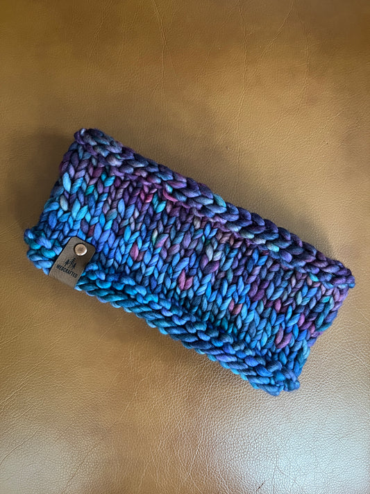 Merino Wool Knitted Headband - Primaveral in Blue/Purple