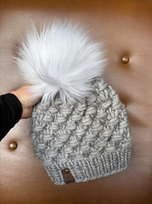 Merino Wool Knitted Hat - Tula in Cape Cod Grey