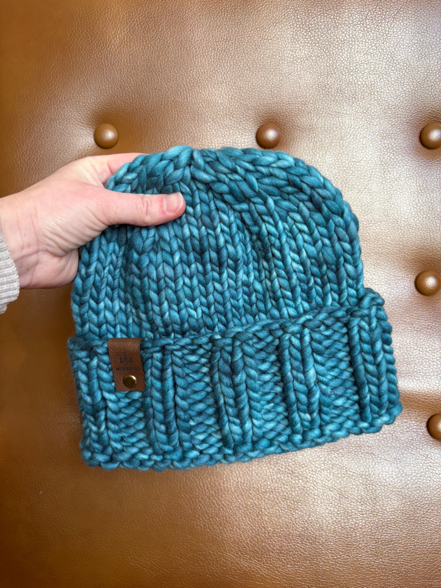 Merino Wool Knitted Hat - Ella in Teal