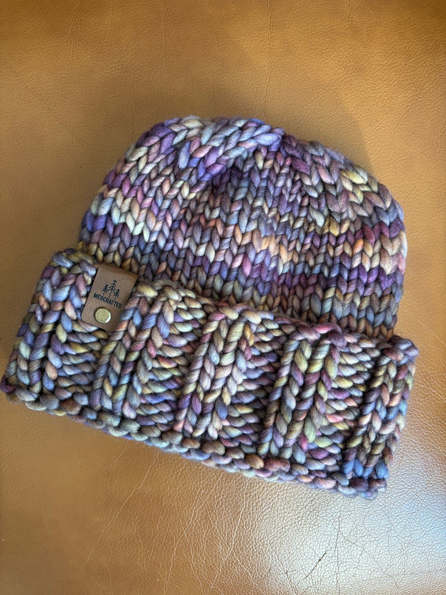 Merino Wool Knitted Hat - Ella in Dusky Purple