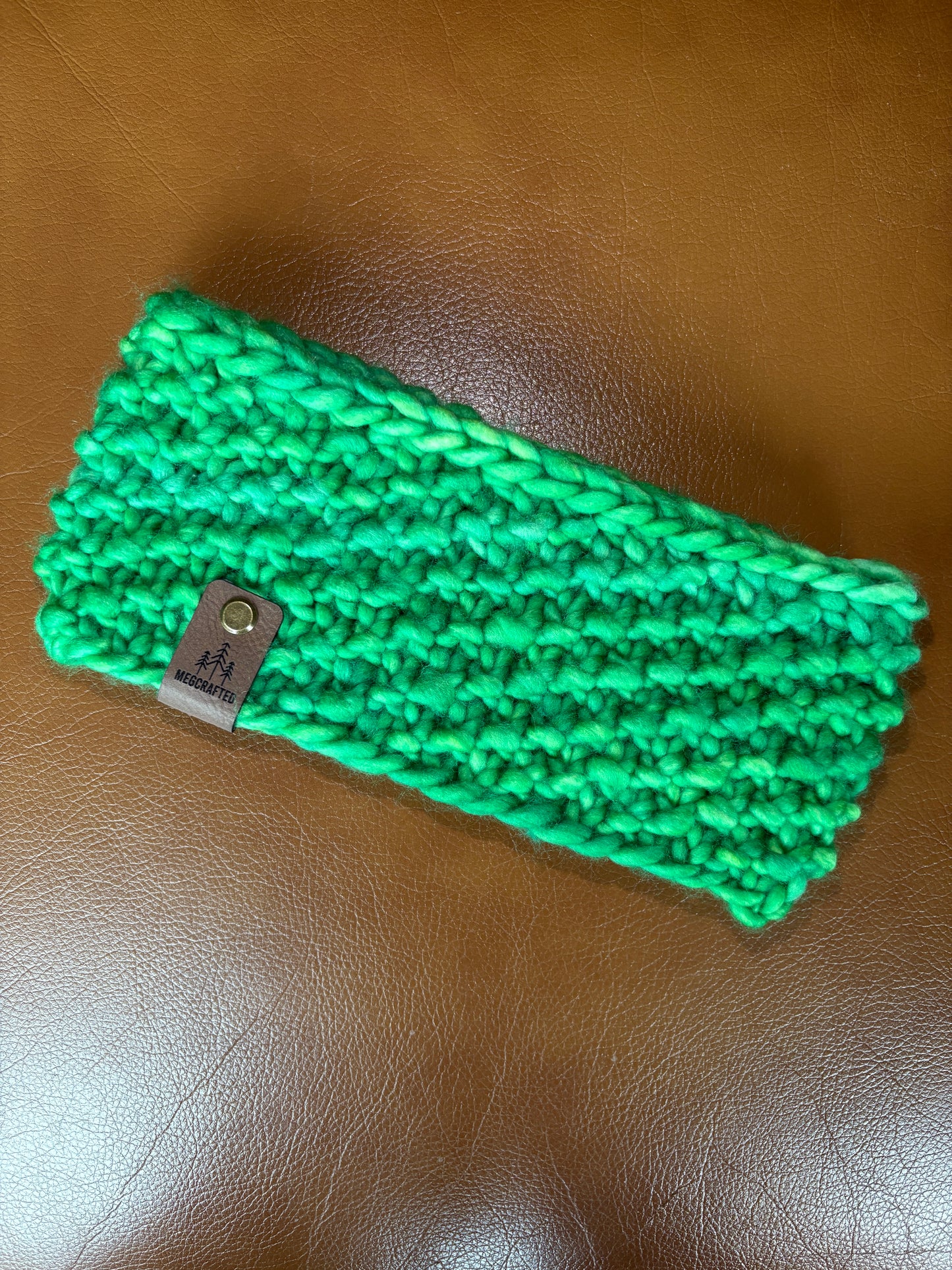 Merino Wool Knitted Granite Headband - Bright Green