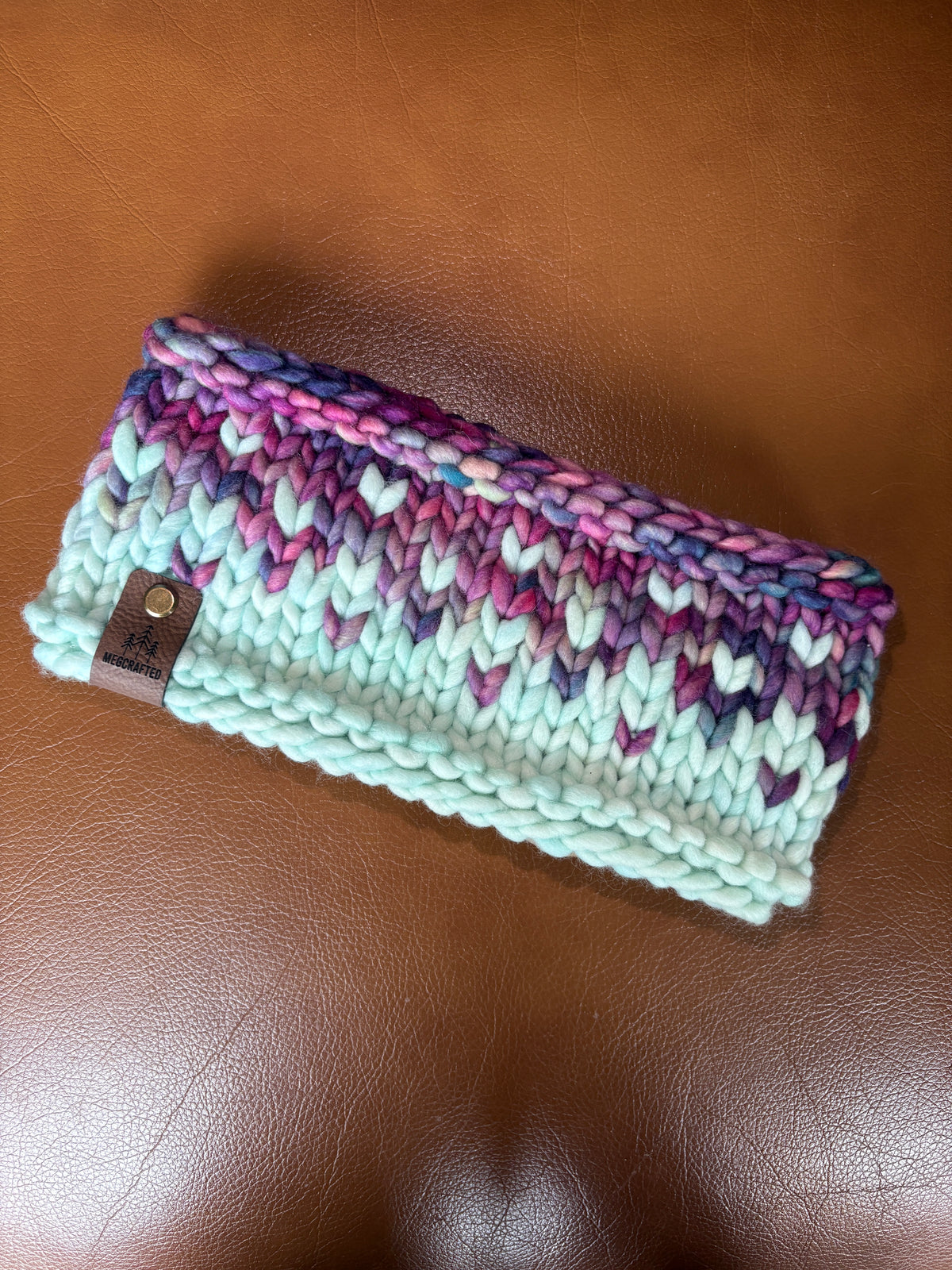 Merino Wool Knitted Headband - Primaveral in Cucumber/Boreal