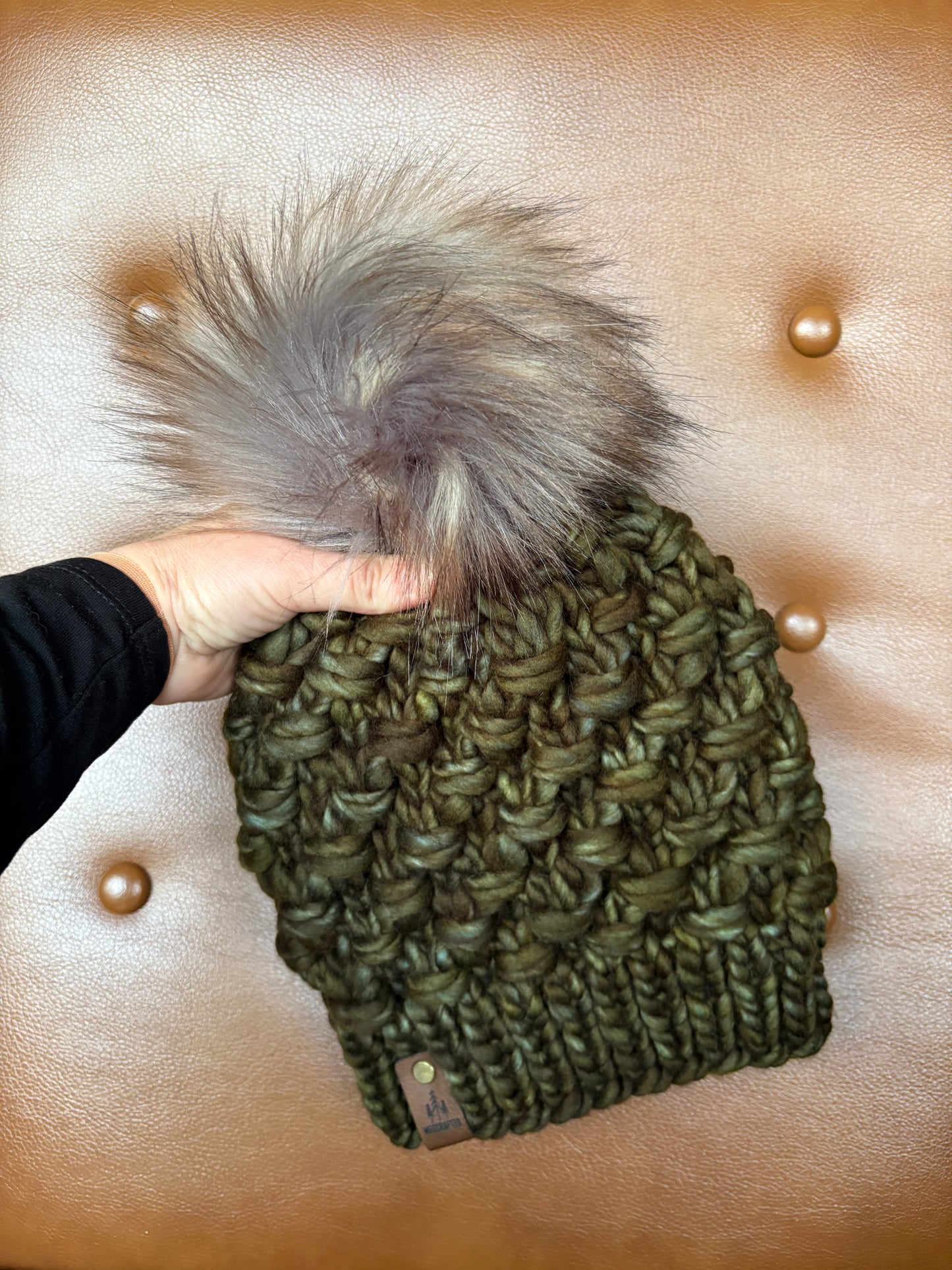 Merino Wool Knitted Hat - Tula in Olive