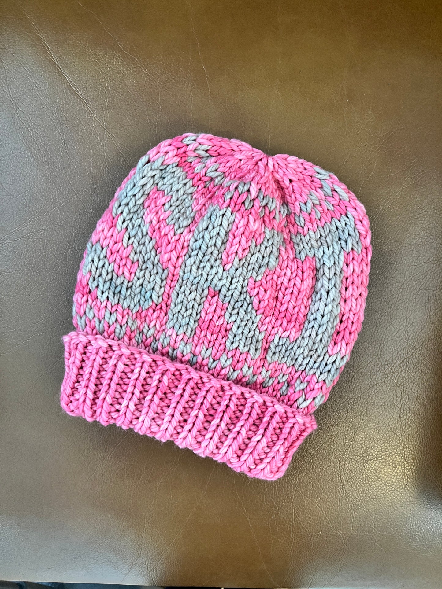 CHILD Merino Wool Knitted Ski Hat - Pink/Whole Grain