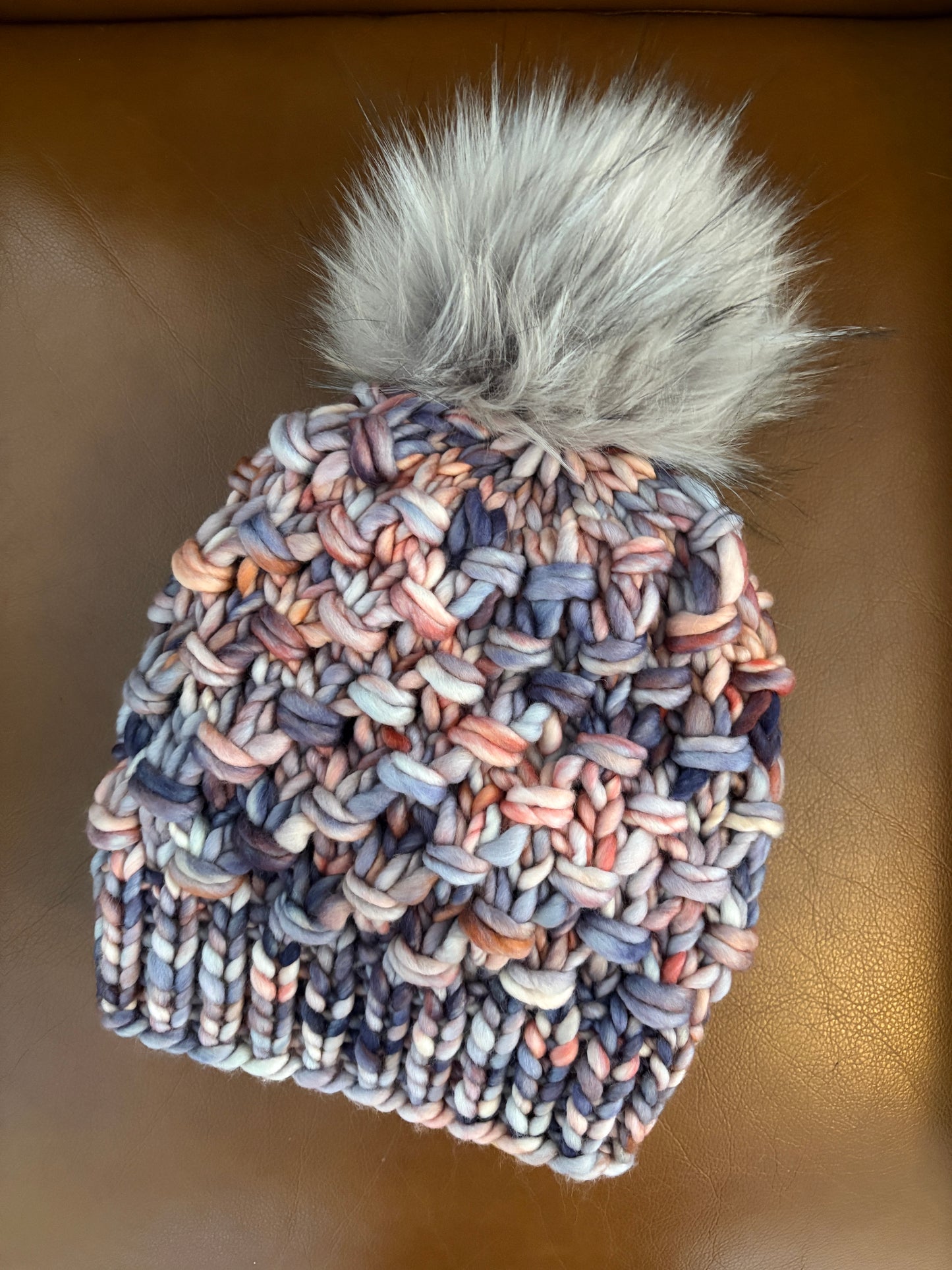 Merino Wool Knitted Hat - Tula in Pink/Purple