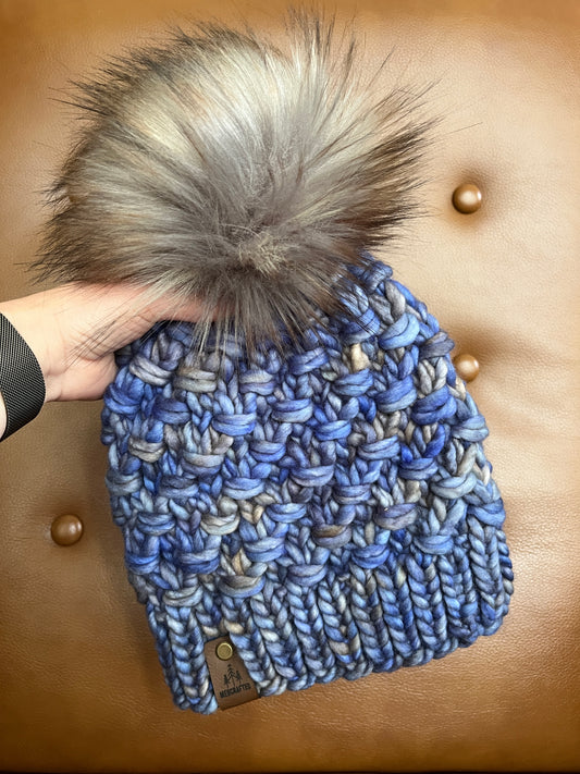 Merino Wool Knitted Hat - Tula in Dusty Blue