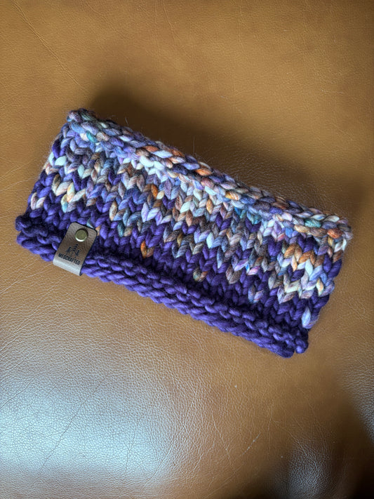 Merino Wool Knitted Headband - Primaveral in Bright Purple Multi