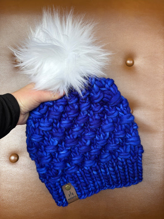 Merino Wool Knitted Hat - Tula in Royal Blue