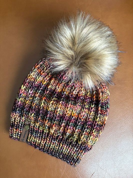 Merino Wool Knitted Hat - Aspen in Fall Leaves