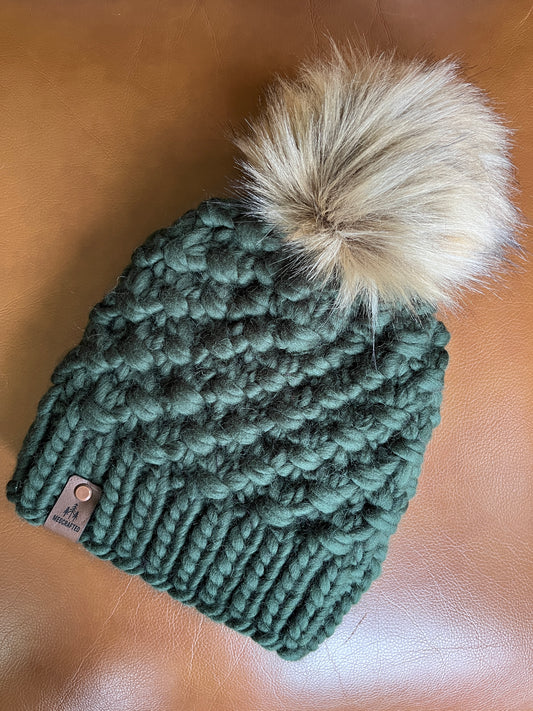 Peruvian Wool Knitted Hat - Tula in Forest Green