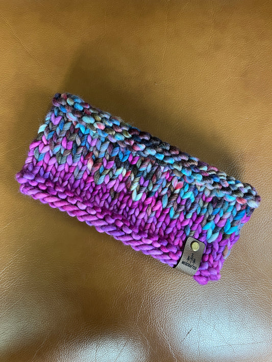 Merino Wool Knitted Headband - Primaveral in Pink Multi