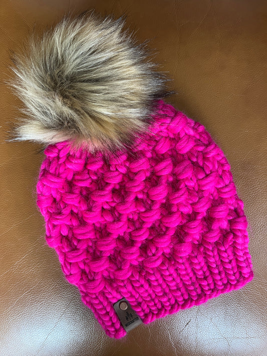 Peruvian Wool Knitted Hat - Tula in Hot Pink