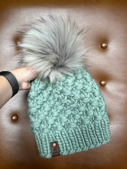 Peruvian Wool Knitted Hat - Tula in Eucalyptus Green